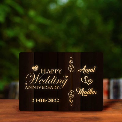 Happy Wedding Anniversary Personalized LED Name Lamp