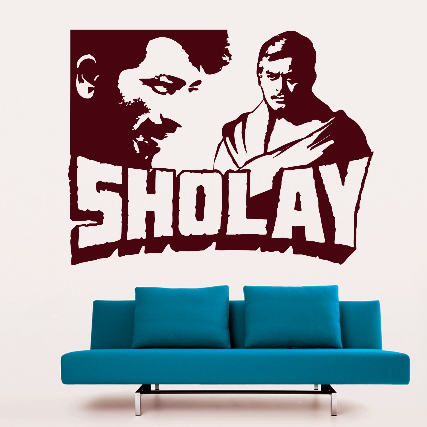Sholay Wall Sticker Decal-Small-Burgundy