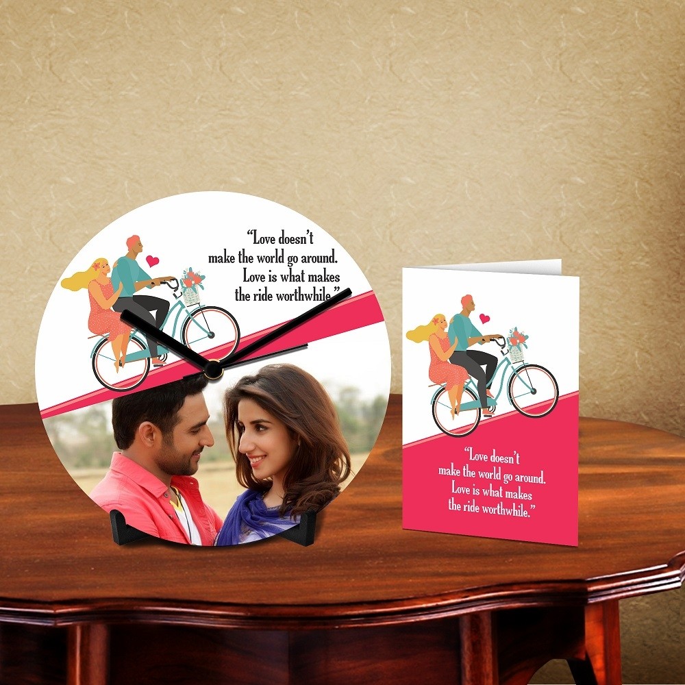 Personalized Love Ride Desk Clock-With Card
