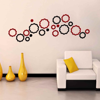 Abstract Flowers Acrylic 3D Wall Art Sticker Small (20 pieces) blacknred