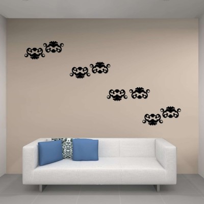 Motif Style 3 Acrylic 3D Wall Art Sticker (8 pieces) black