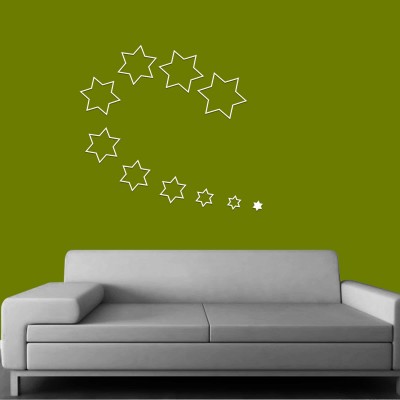 Stars Acrylic 3D Wall Art Sticker Large (10 pieces) white