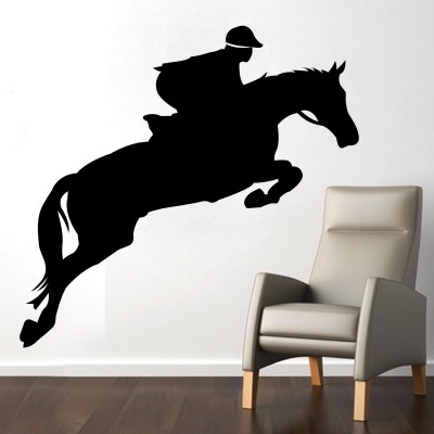 Horse Riding Wall Sticker Decal-Small-Black