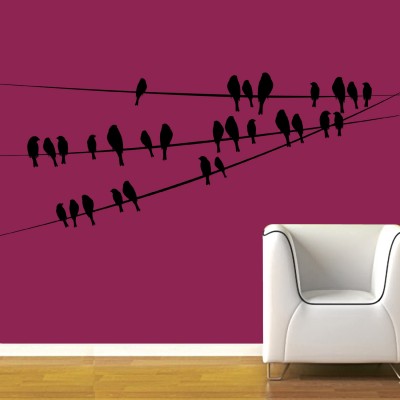 Birds On Wire Wall Sticker Decal-Small-Black