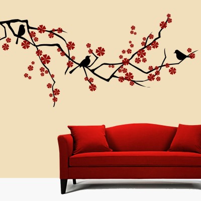 Birds With Flowers Wall Sticker Decal-Small