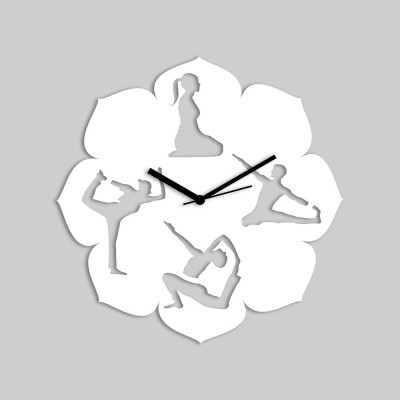 Yoga Forms  White Wall Clock