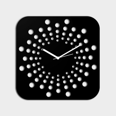 Polka In Square Style 3 Black Wall Clock