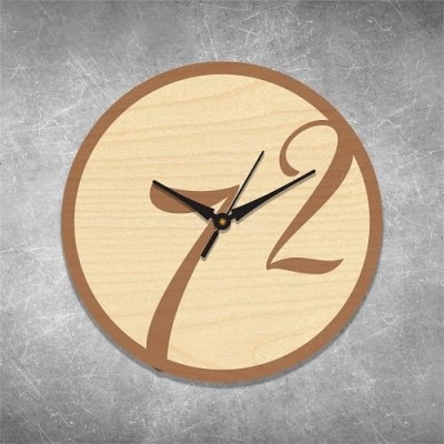 Two To Seven Engraved Birchwood Wall Clock