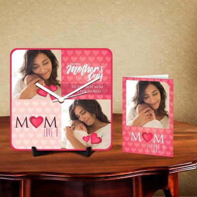 Personalized Mom Love You Desk Clock-With Card