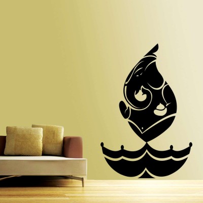 Ganesha In Flame Wall Sticker Decal-Small-Black