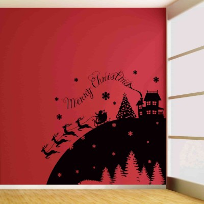 Christmas With Santa Wall Sticker Decal-Medium-Black