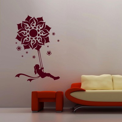 Swing And Sing Wall Sticker Decal-Small-Burgundy