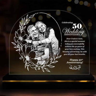 Personalized 50th Wedding Anniversary LED Lamp (Large Size)