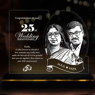 Personalized 25th Wedding Anniversary LED Lamp (Large Size)