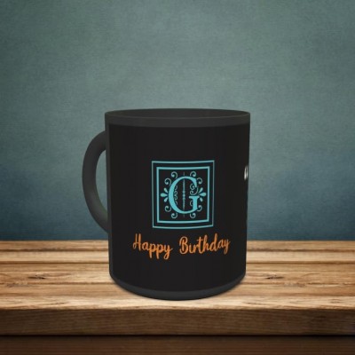 Personalized Name Initial and Message on Birthday Mug 