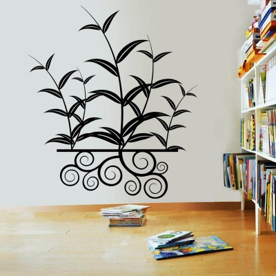 Leaves With Swirls Wall Sticker Decal-Small-Black