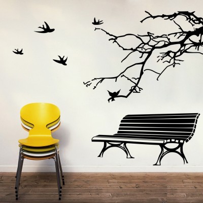 Bench And Branch Wall Sticker Decal-Large-Black