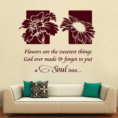 Flowers Quote Wall Sticker Decal-Small-Burgundy