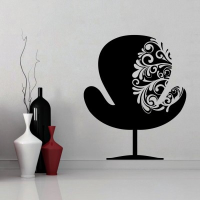 Chair With Swirls Wall Sticker Decal-Small-Black