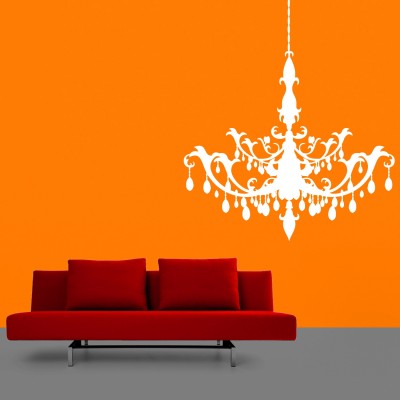Chandelier Wall Sticker Decal-Small-White