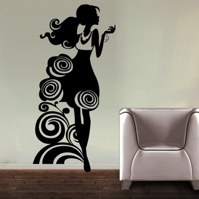 Rosy Girl Wall Sticker Decal-Small-Black