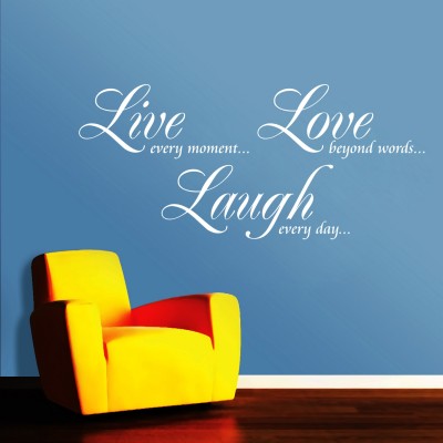Live Love Laugh Wall Sticker Decal-Small-White