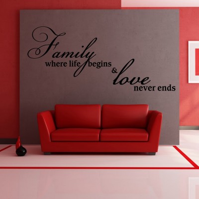 Family And Love Wall Sticker Decal-Small-Black