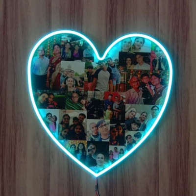 Personalized Collage Photo Frame with Neon Border - Small