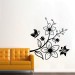 Butterfly On Flowers 2 Wall Sticker Decal-Small-Black
